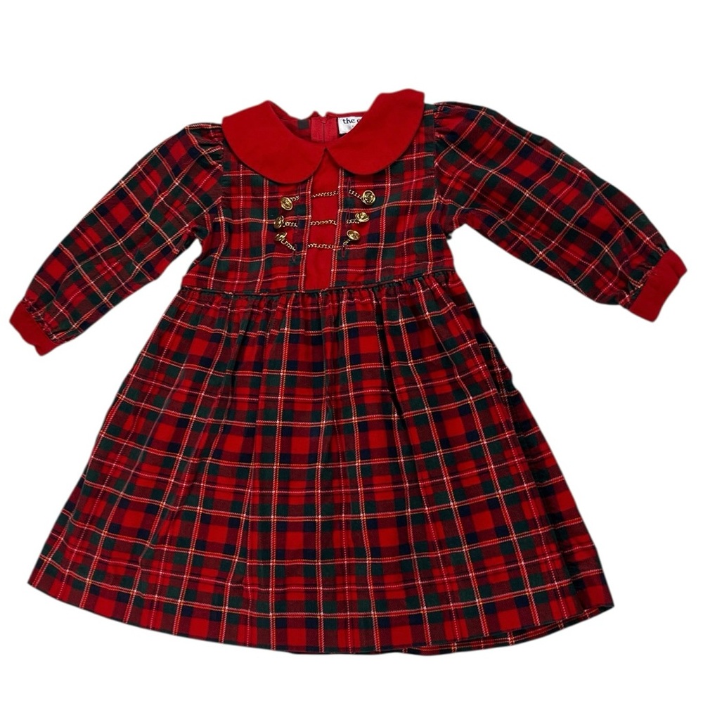 The Eagles Eye for Children Corduroy Dress Red Plaid Peter Pan Collar Size 3T